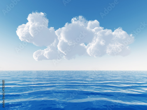 Illustration: cloudy blue sky above a sea cloudy blue sky above a sea