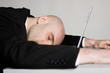 Stressed man and laptop