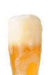 beer foam under glass with path