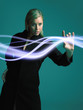Woman touching light