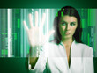 Woman touching screen
