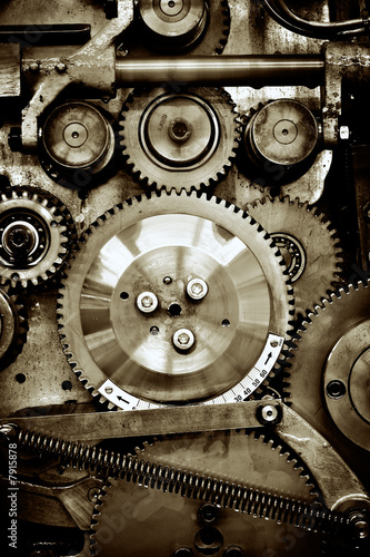 Fototapeta stary mechanizm kół zębatych