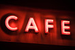 Neon sign for a cafe