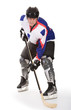man playing hockey in his team uniform.