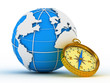 Blue globe and compass