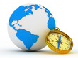 Blue globe and compass
