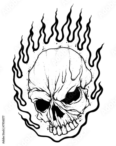 skull tattoo art. flaming skull tattoo image