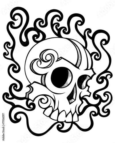 swirl tattoo. swirl skull tattoo image