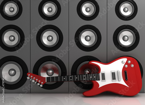 Illustration: Guitar and speakers Guitar and speakers