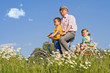 Riding with grandpa on a bike