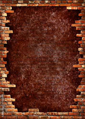 Illustration: Brick wall grungy frame Brick wall grungy frame