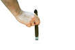 Hand holding a lit cigar