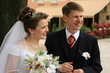 Smiling newlyweds