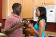 African American Couple Clinking Wine Glasses - Horizontal