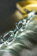 Strong Security Lock & Chain on a metal background