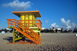 Green and Yellow Lifeguard Tower in South Beach Green and Yellow Lifeguard Tower in South Beach