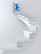 ladder and opened door with blue sky