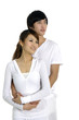 Young happy couple on white backgroung