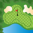 Golf Course Hole with bunkers and water