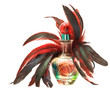 Perfume bottle with feathers