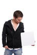 business man with an empty white card