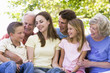 Extended family outdoors smiling