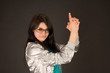 Smiling girl pointing her hands like a gun Smiling girl pointing her hands like a gun