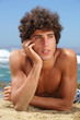 handsome young man on the beach handsome young man on the beach