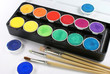 bunte farben - farbkasten mit pinsel