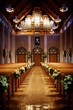 Church decorated for wedding ceremony