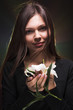 Beautiful woman with madonna lily Beautiful woman with madonna lily