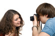 Photographer taking pictures of the young woman. isolated 3 Photographer taking pictures of the young woman. isolated 3
