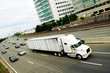Withe truck in the highway Withe truck in the highway