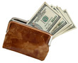 Opened purse with dollars