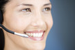 A young woman wearing an audio headset