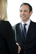 Businessman shaking hands with female client or colleague