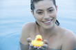A woman relaxing in a pool