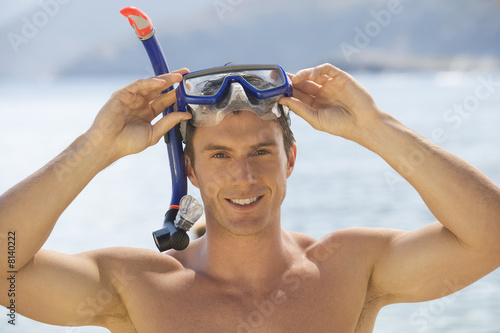 Photo: A man snorkeling A man snorkeling