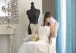 A bride sitting on a chair