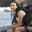 A female scuba diver