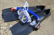 A snorkel mask and tube