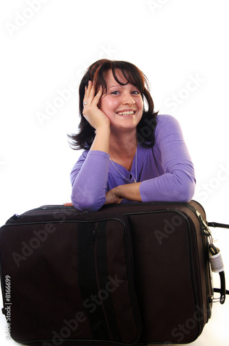 frau mit koffer