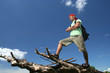 backpacker hiking in nature