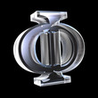 phi symbol in glass (3d)
