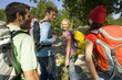 A small group of friends going trekking.