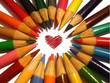 Colouring pencils with heart in center
