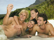 Friends taking their picture.