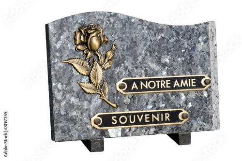 plaque funéraire détourée sur fond blanc