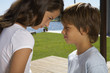 Boy and girl fighting.