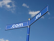 Com and Eu domain roadsign